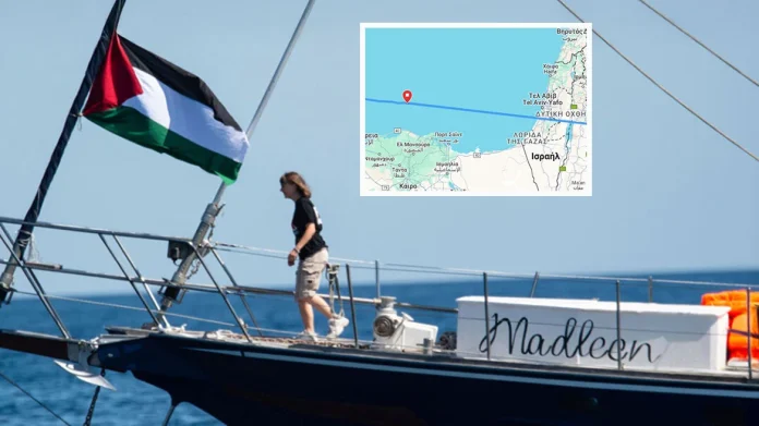 «Το κράτος του Ισραήλ δεν θα επιτρέψει σε κανέναν να παραβιάσει τον ναυτικό αποκλεισμό της Γάζας» δήλωσε ο υπουργός Άμυνας του Ισραήλ - Το πλοιάριο πλέει στα 165 μίλια ανοιχτά από τις ακτές της Γάζας.